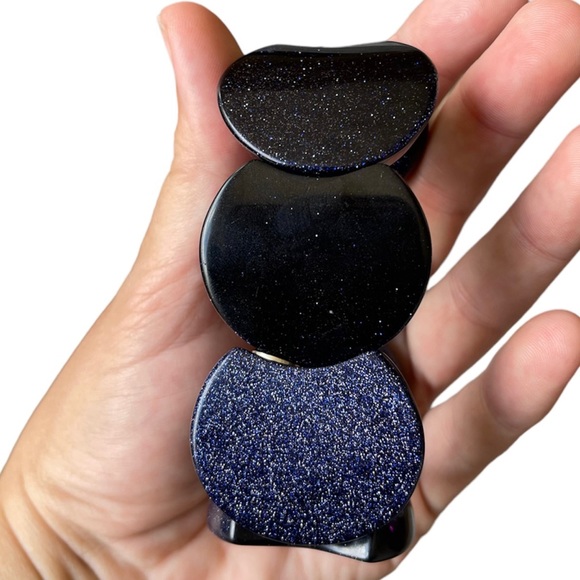 Lola Rose Blue Sandstone/ goldstone Bracelet, Earrings And Ring.  HSN LR - Picture 6 of 9